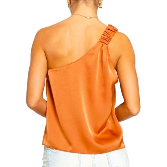 Know One Cares Rust Asymmetric Neckline One Shoulder Top  Sz Lg  NWT - Picture 2 of 10